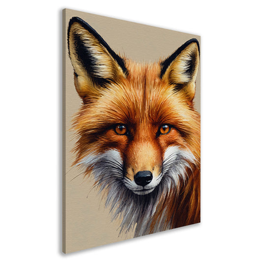Gedetailleerd schilderij van een vos canvas