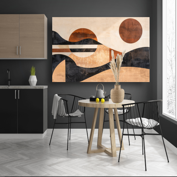 Zonsondergang in abstracte geolandscapes canvas