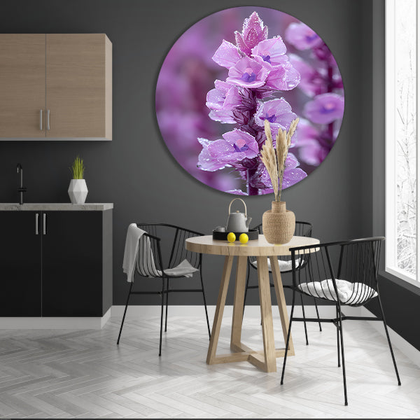 HyperRealistisch bloem met dauwdruppels aluminium muurcirkel