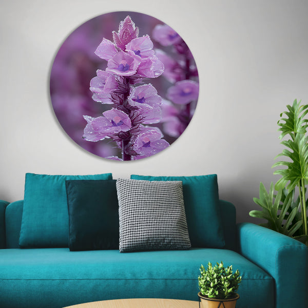 HyperRealistisch bloem met dauwdruppels aluminium muurcirkel