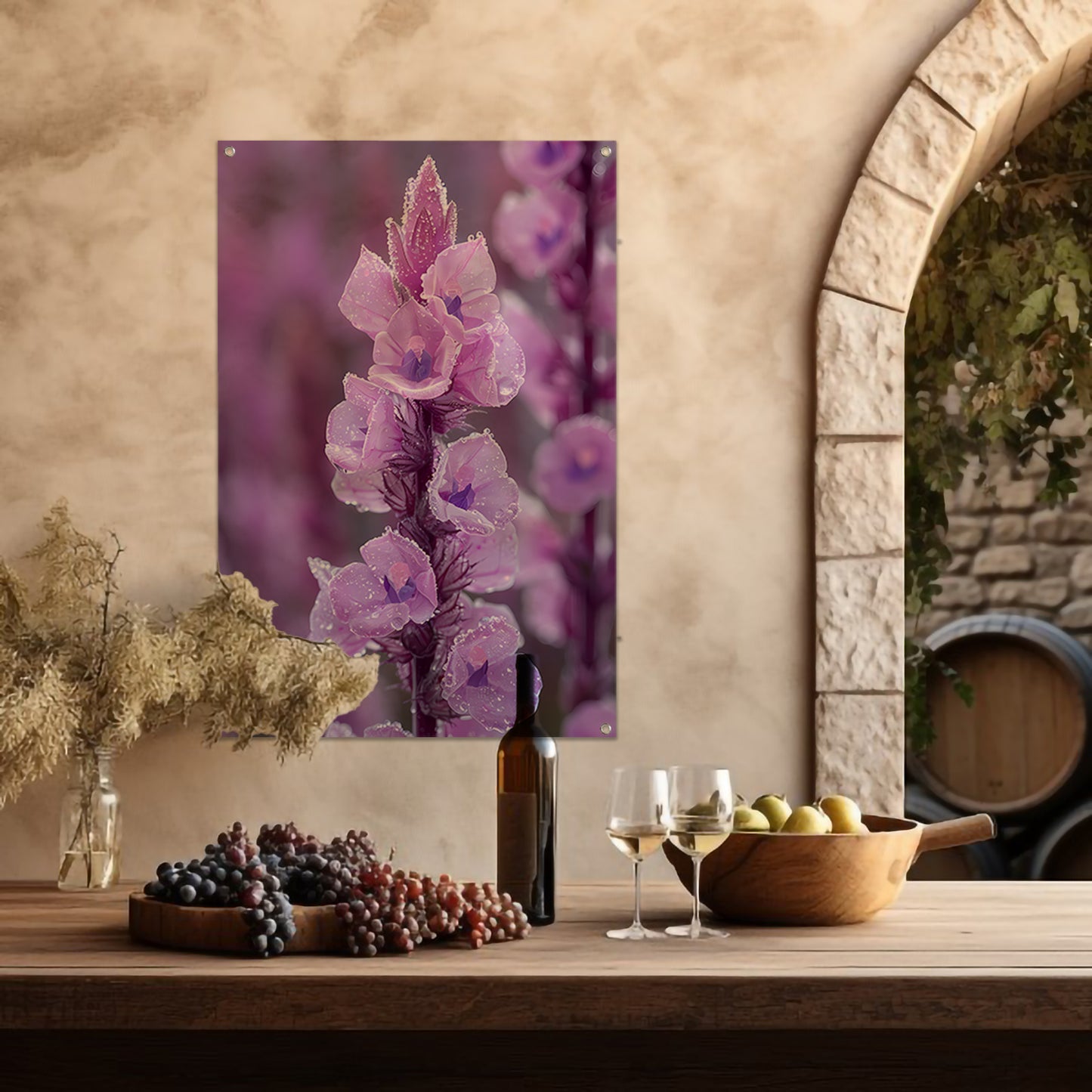 HyperRealistisch bloem met dauwdruppels tuinposter
