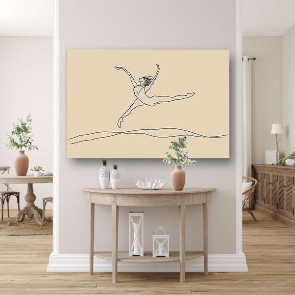 Elegante danser in minimalistische lijntekening poster