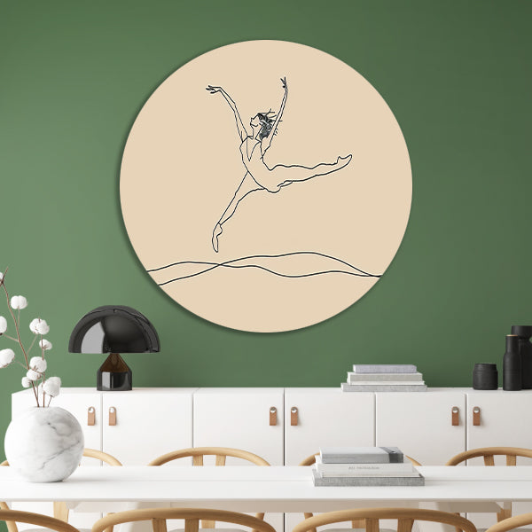 Elegante danser in minimalistische lijntekening forex muurcirkel