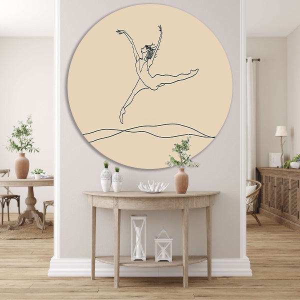 Elegante danser in minimalistische lijntekening forex muurcirkel
