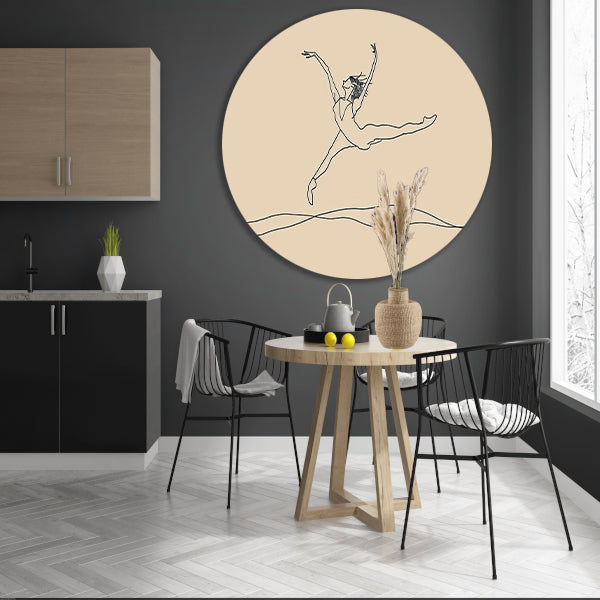 Elegante danser in minimalistische lijntekening forex muurcirkel