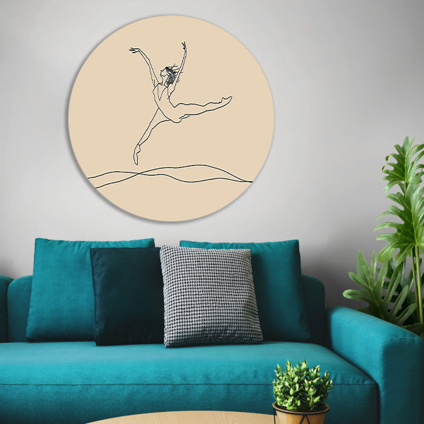 Elegante danser in minimalistische lijntekening forex muurcirkel