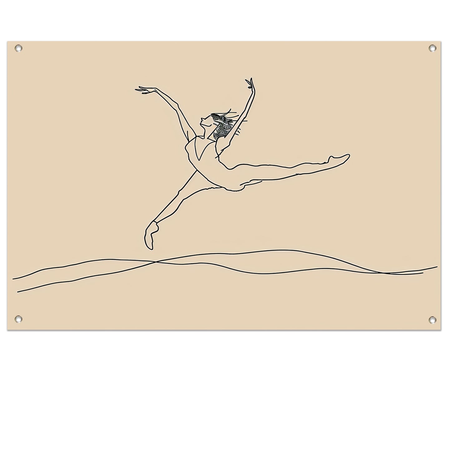 Elegante danser in minimalistische lijntekening tuinposter