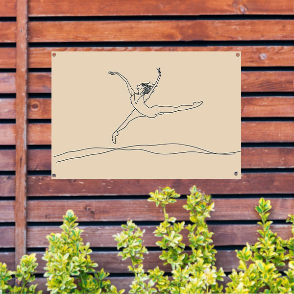 Elegante danser in minimalistische lijntekening tuinposter