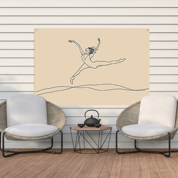 Elegante danser in minimalistische lijntekening tuinposter
