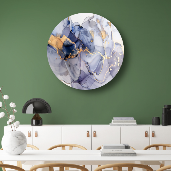 Abstracte Schoonheid met Gouden Lijnen aluminium muurcirkel