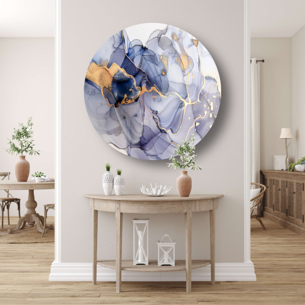 Abstracte Schoonheid met Gouden Lijnen aluminium muurcirkel