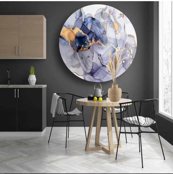 Abstracte Schoonheid met Gouden Lijnen aluminium muurcirkel