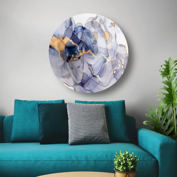 Abstracte Schoonheid met Gouden Lijnen aluminium muurcirkel