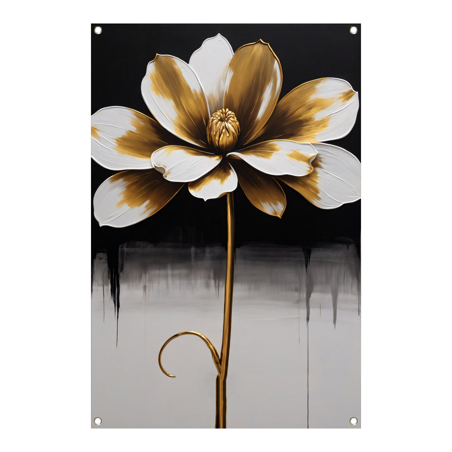 Abstract Golden Sepia Floral Art Piece tuinposter