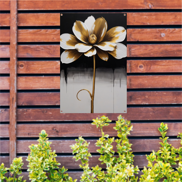 Abstract Golden Sepia Floral Art Piece tuinposter