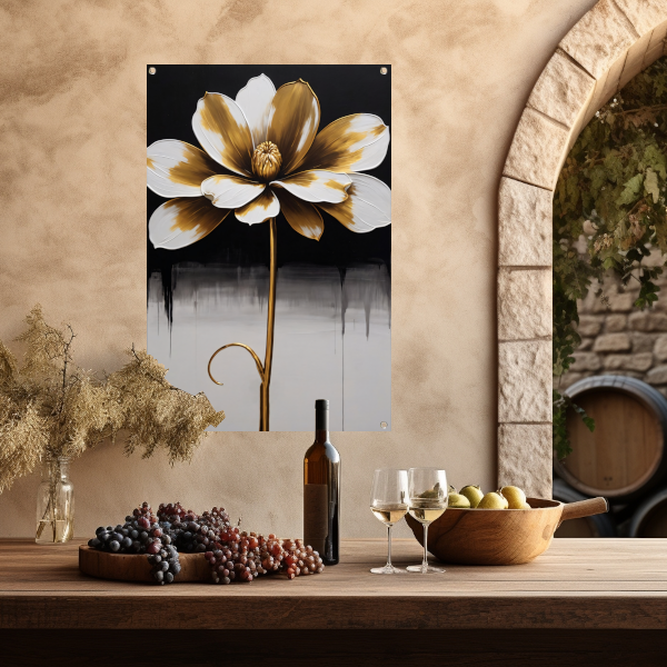 Abstract Golden Sepia Floral Art Piece tuinposter