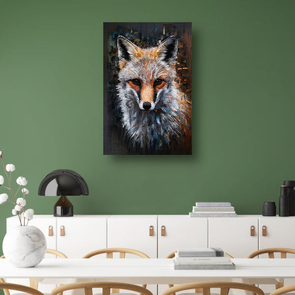 Abstracte Expressie van een Kleurrijke Vos canvas met baklijst