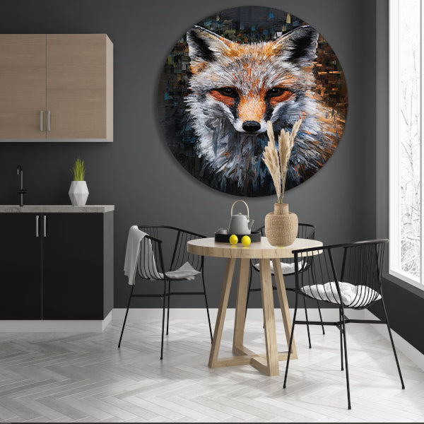 Abstracte Expressie van een Kleurrijke Vos aluminium muurcirkel