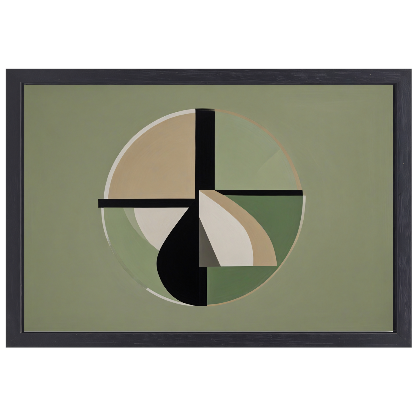 Geometrische abstractie in monochrome tinten canvas met baklijst