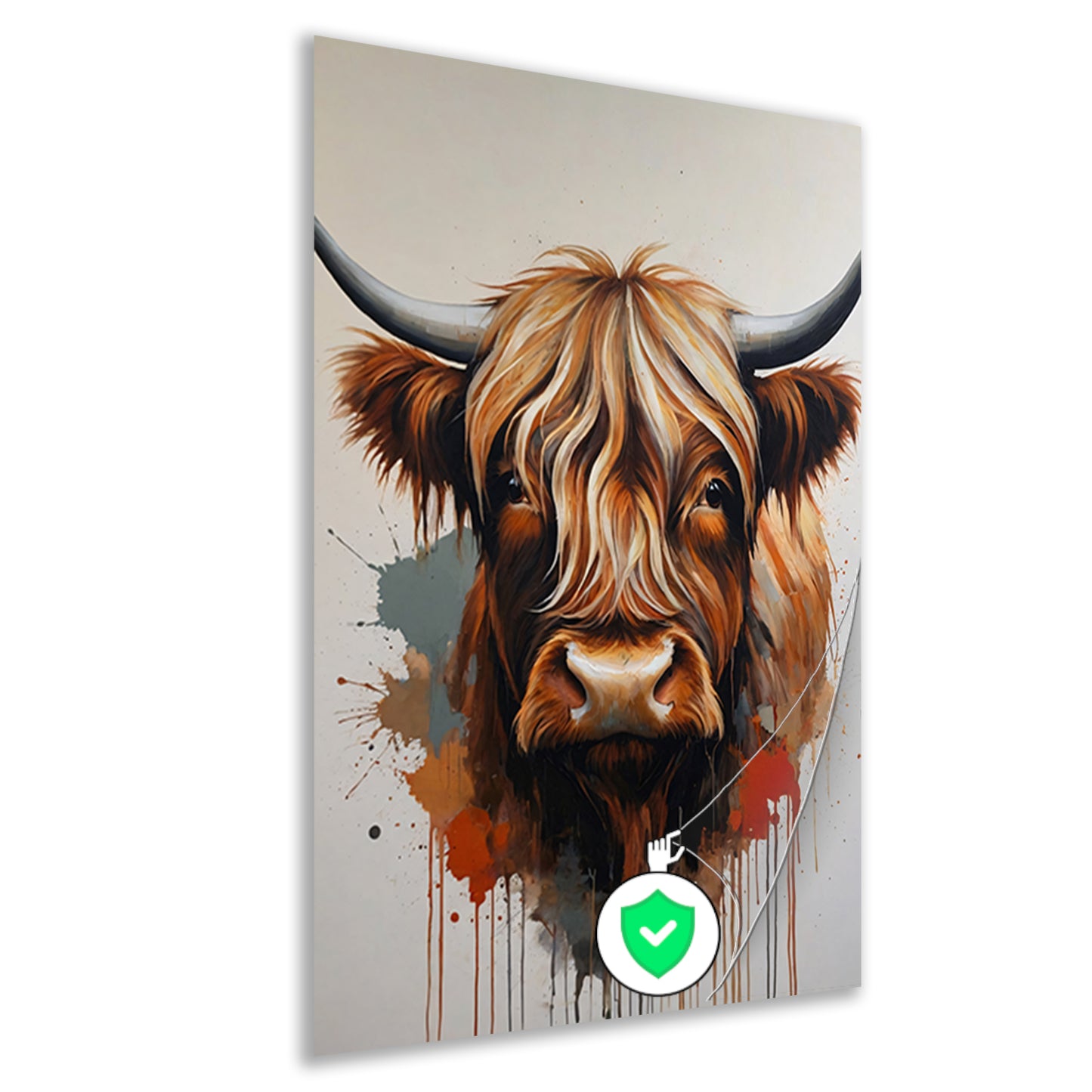Abstracte Highland Koe in Kleurrijke Stijl poster