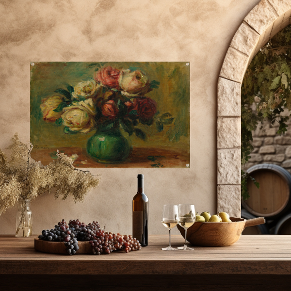 Rozen in een vaas - Pierre-Auguste Renoir tuinposter