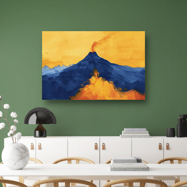 Abstracte schilderij van uitbarstende vulkaan poster