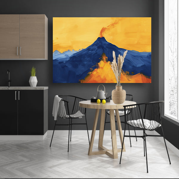 Abstracte schilderij van uitbarstende vulkaan poster