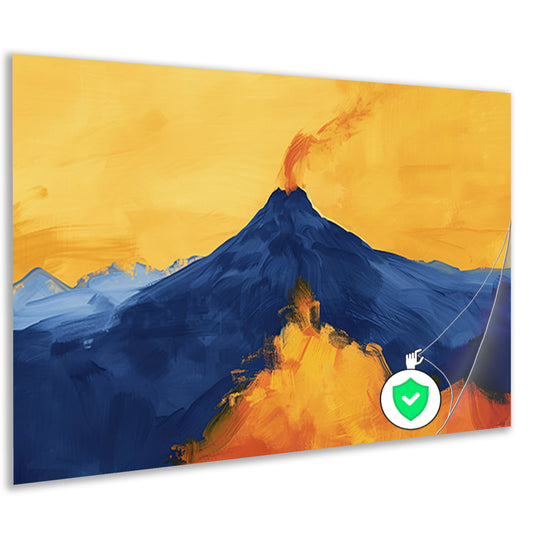 Abstracte schilderij van uitbarstende vulkaan poster