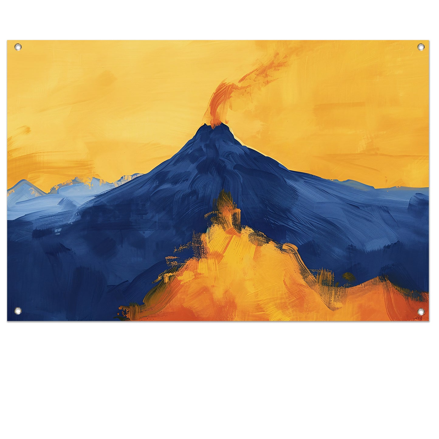 Abstracte schilderij van uitbarstende vulkaan tuinposter
