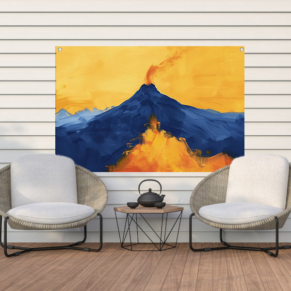 Abstracte schilderij van uitbarstende vulkaan tuinposter