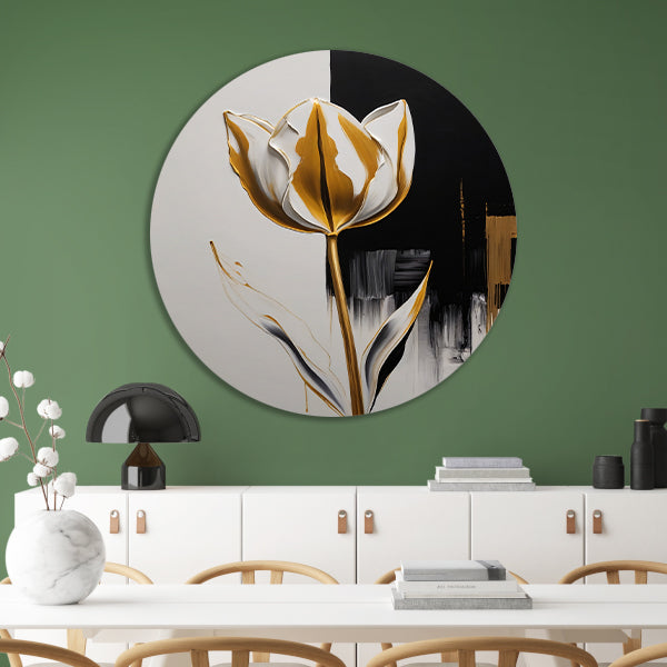 Gouden Tulip Abstractie op Monochrome Achtergrond forex muurcirkel