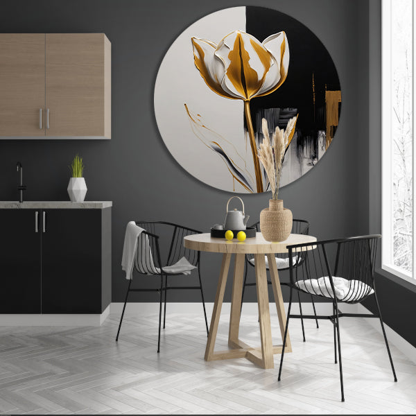 Gouden Tulip Abstractie op Monochrome Achtergrond forex muurcirkel