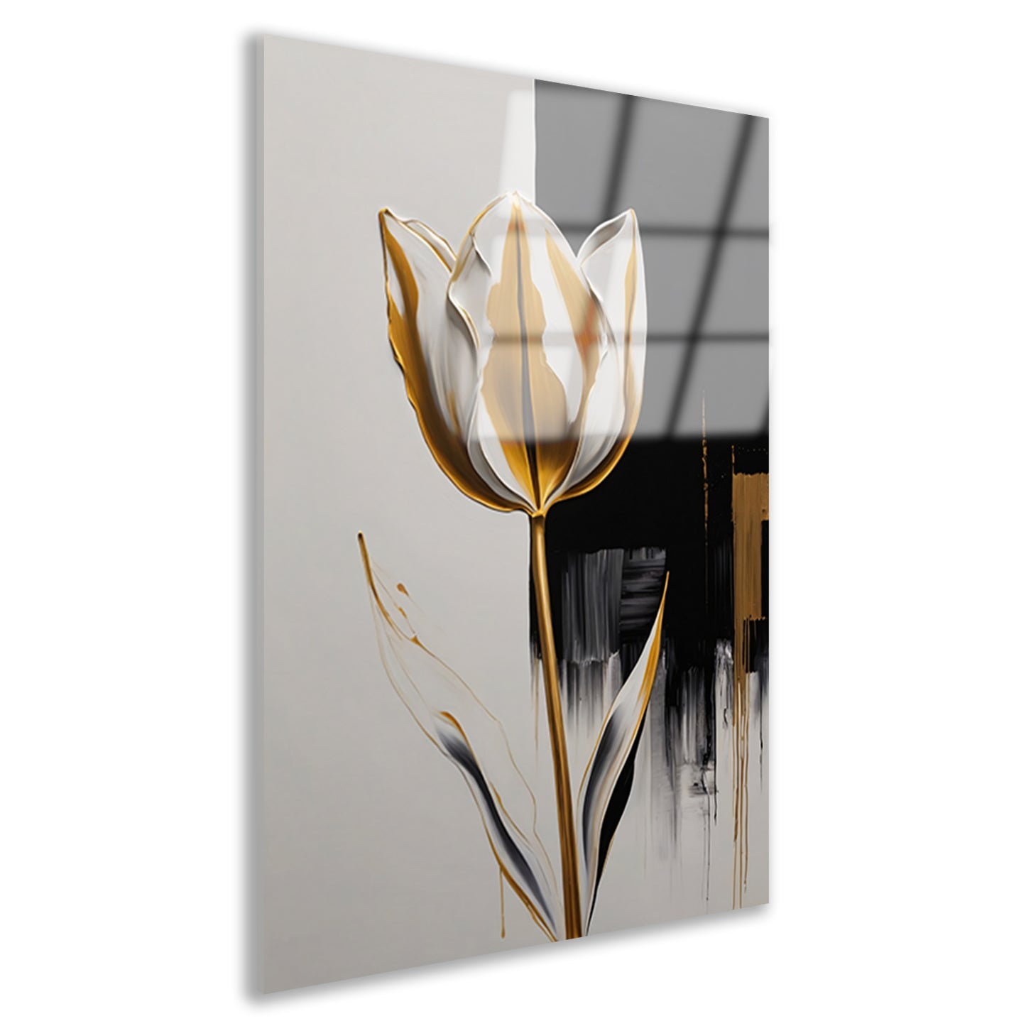 Gouden Tulip Abstractie op Monochrome Achtergrond Acrylglas