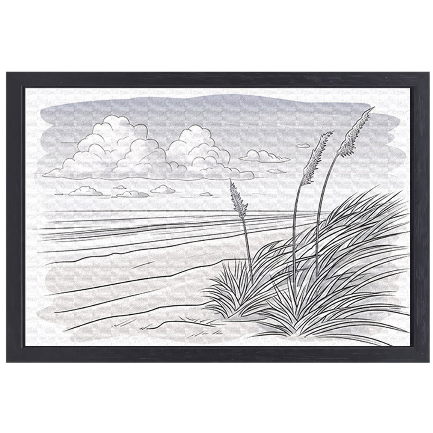Elegante lijntekening van strandlandschap canvas met baklijst