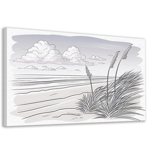 Elegante lijntekening van strandlandschap canvas