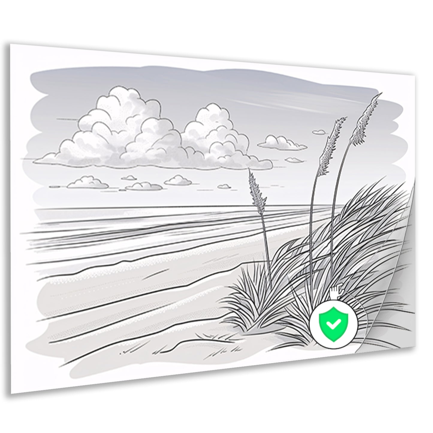Elegante lijntekening van strandlandschap poster