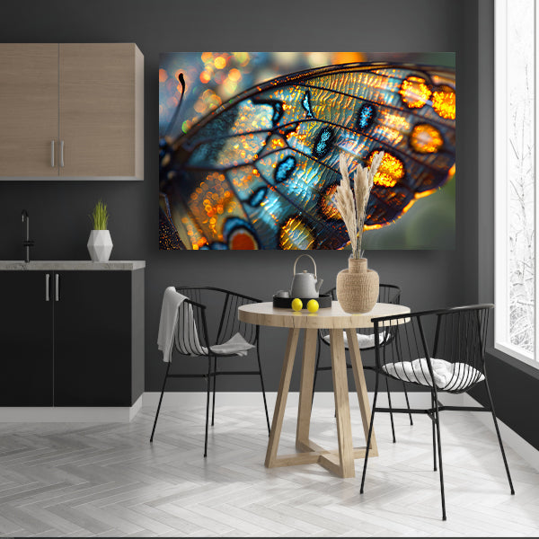 Gedetailleerde macro-opname van vlindervleugel acrylglas