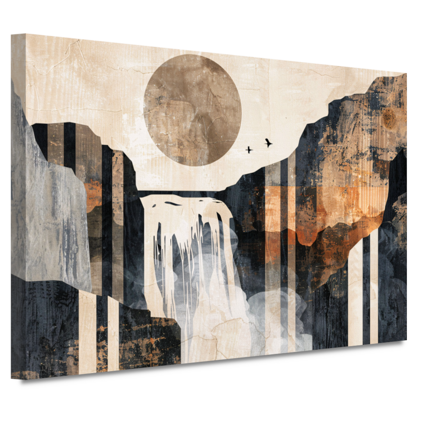 Abstracte waterval in japandi stijl canvas