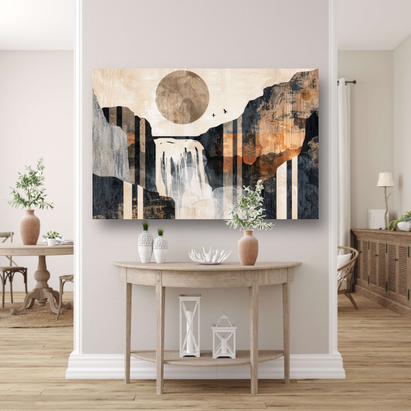 Abstracte waterval in japandi stijl poster