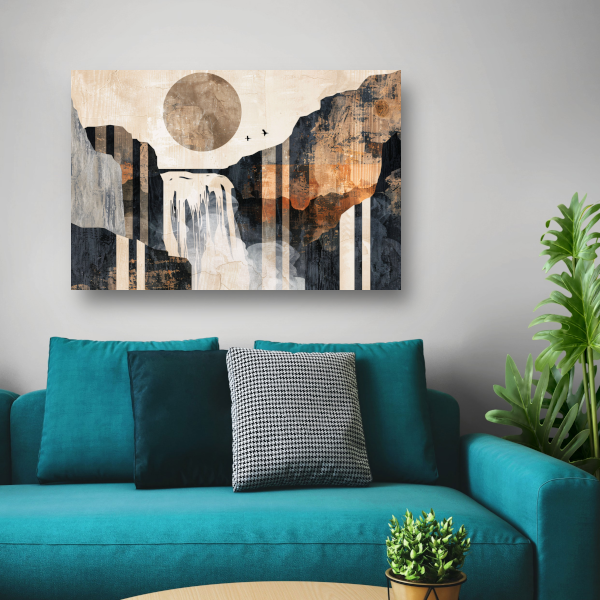 Abstracte waterval in japandi stijl poster