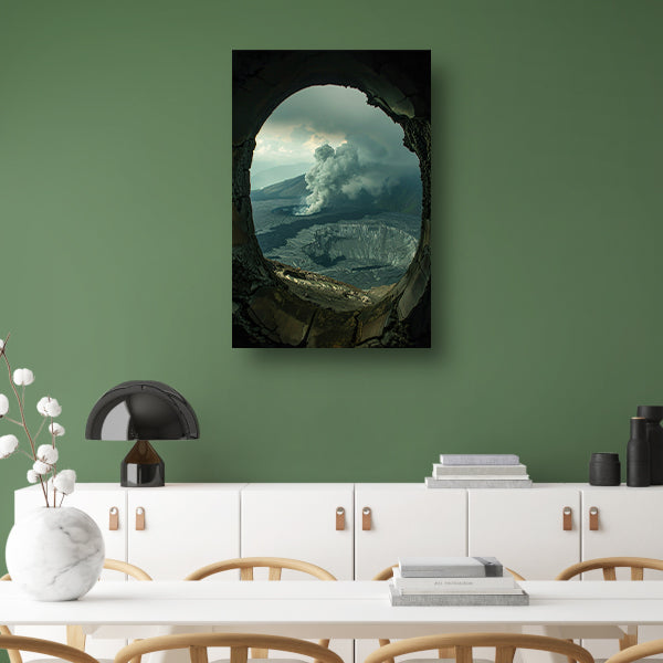 Vulkaanuitbarsting in een Berglandschap canvas