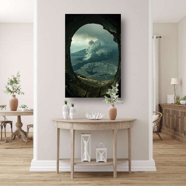 Vulkaanuitbarsting in een Berglandschap canvas