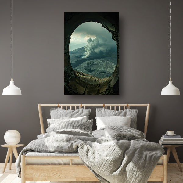 Vulkaanuitbarsting in een Berglandschap canvas