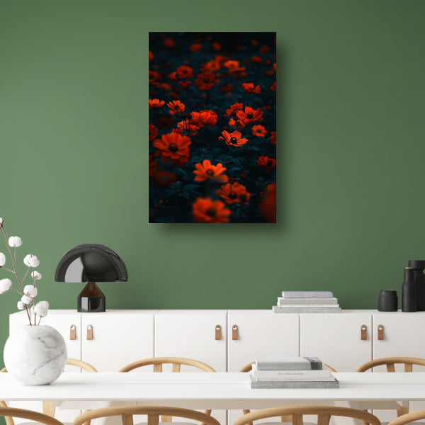 Rode bloemen in de schemering acrylglas