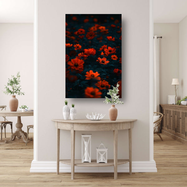 Rode bloemen in de schemering acrylglas