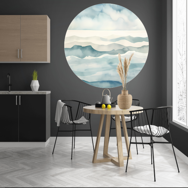 Mistige zee in monochrome blauwtinten forex muurcirkel
