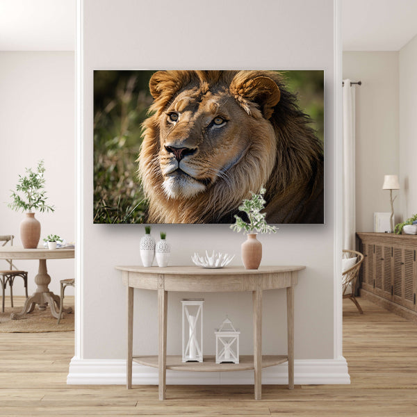 Majestueuze close-up van een leeuw in de natuur poster