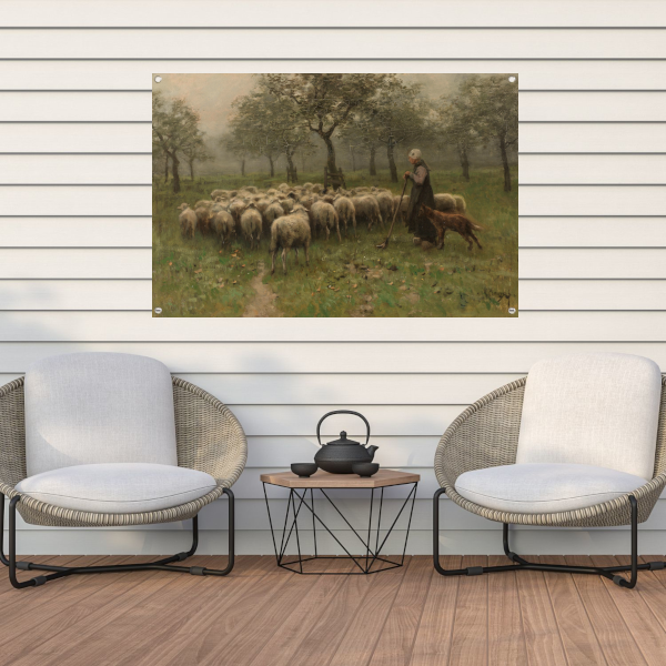 Herderin met kudde schapen - Anton Mauve tuinposter