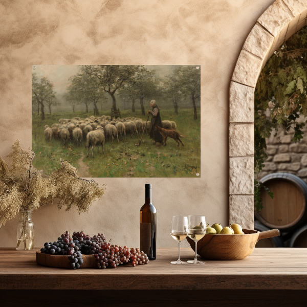 Herderin met kudde schapen - Anton Mauve tuinposter