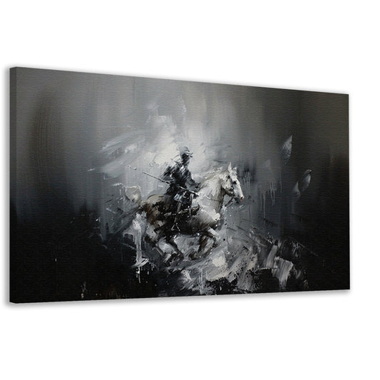 Abstract schilderij van ruiter op paard canvas